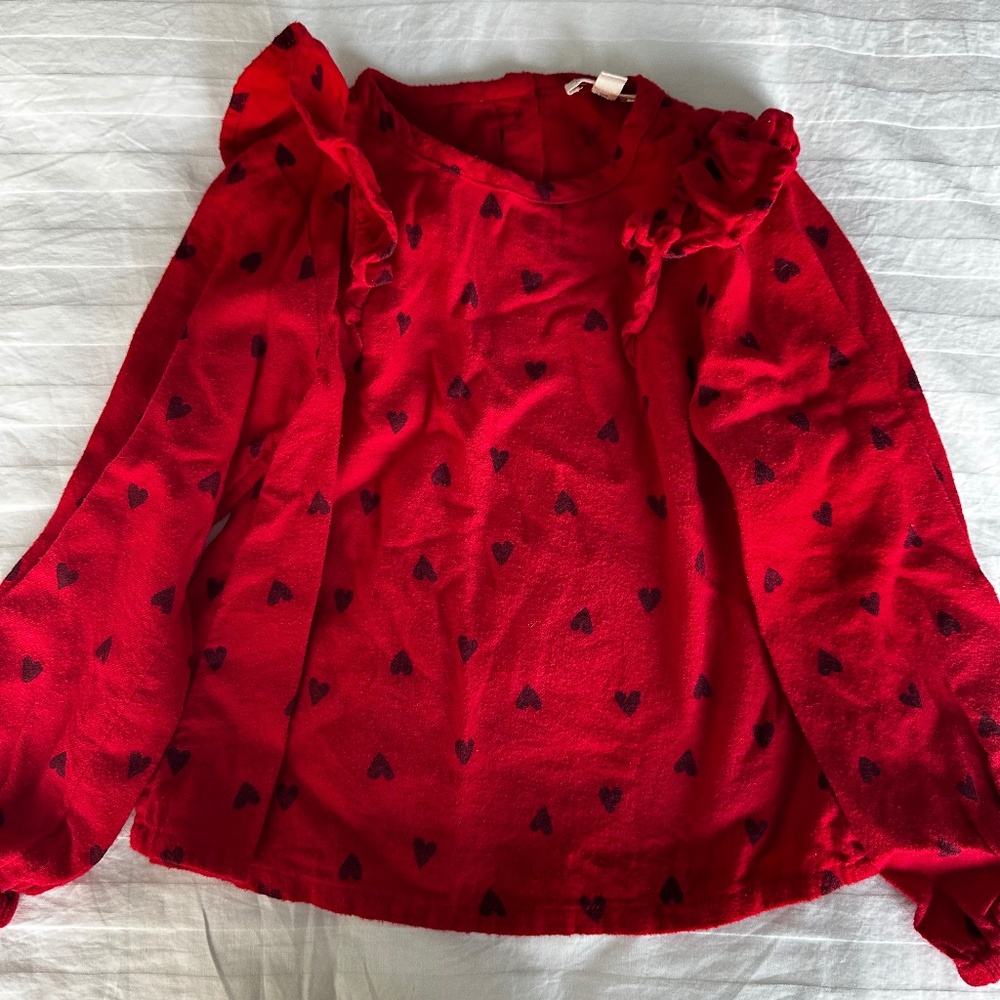 EUC Girls Tucker & Tate Red Heart Flannel Top - size 5